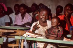 Young woman in literacy class in Burkina Faso